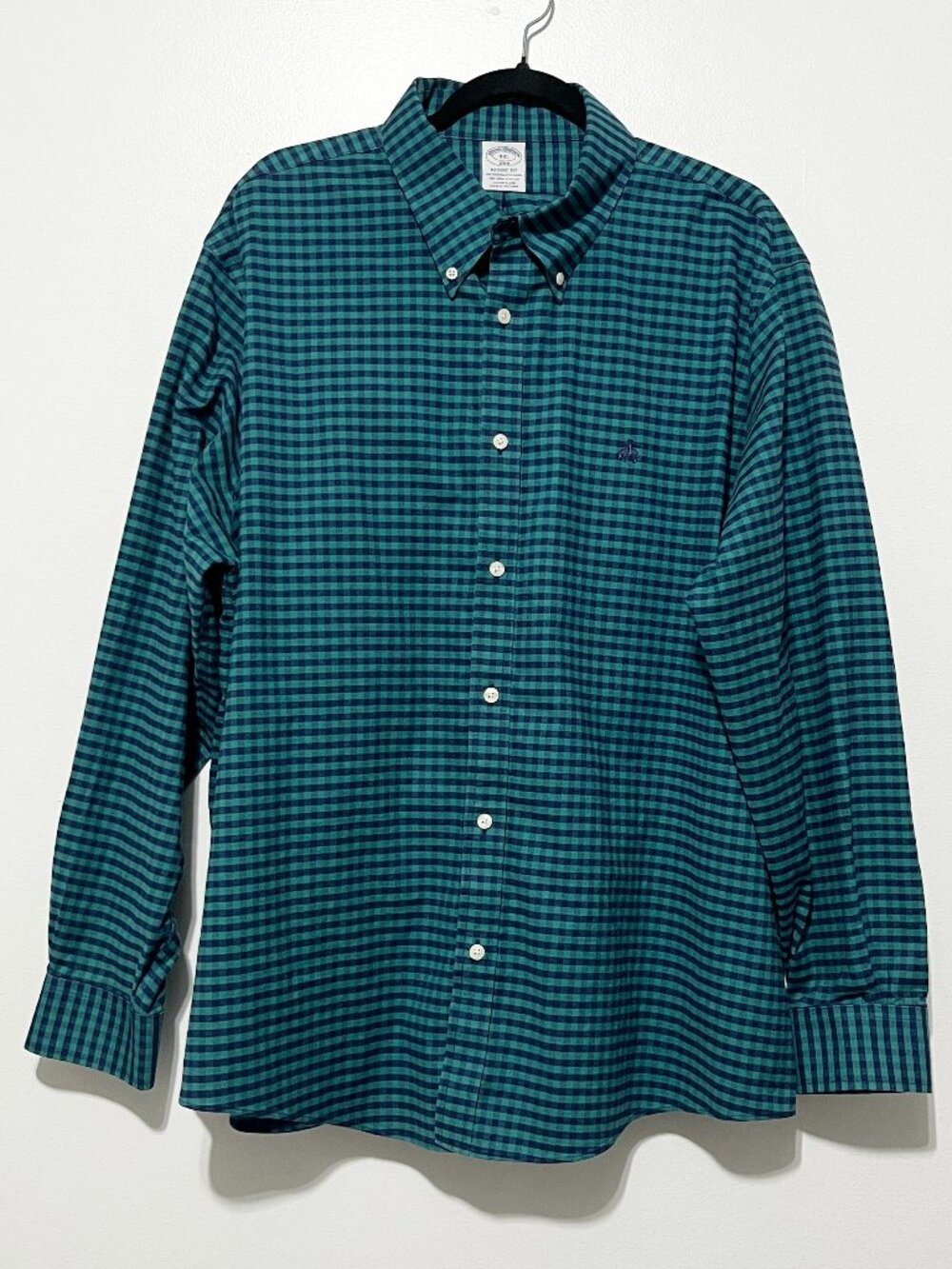 Brooks Brothers Mens Original Polo Regent Fit XXL Green Gingham Plaid Non Iron